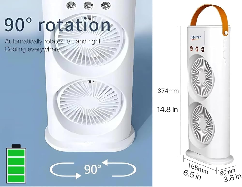 Portable Misting Fan with 3 Jets & USB Rechargeable