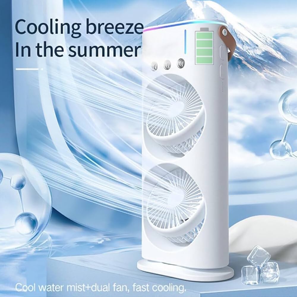 Portable Misting Fan with 3 Jets & USB Rechargeable