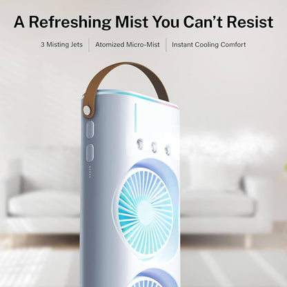 Portable Misting Fan with 3 Jets & USB Rechargeable